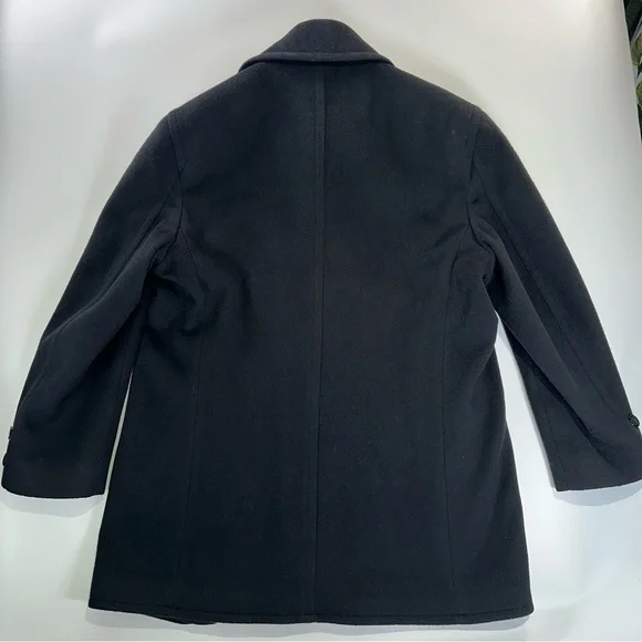 John Weitz Peacoat Wool Blend Nautical Black Vintage USA Large - Picture 10 of 13
